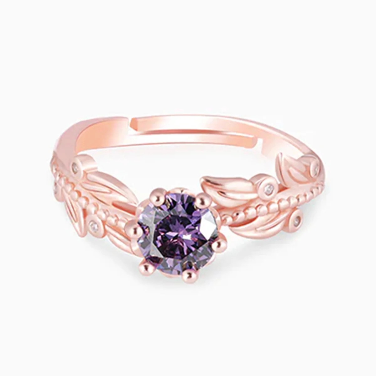 Amethyst Ring – Rose Gold Glow of Serenity