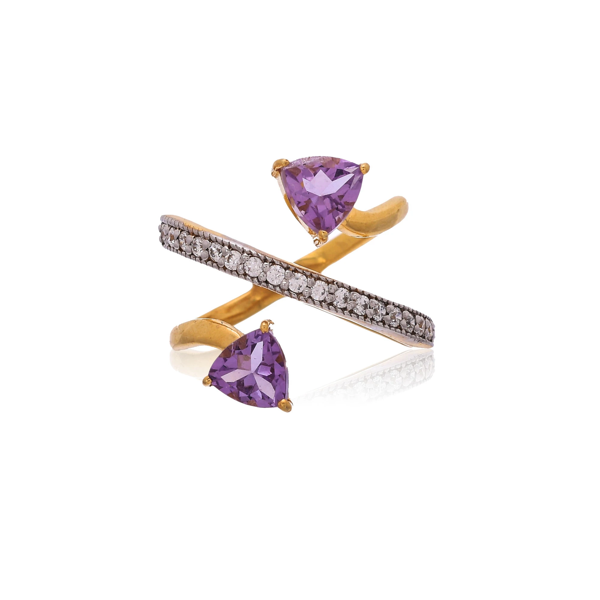Crossover Gemstone Ring